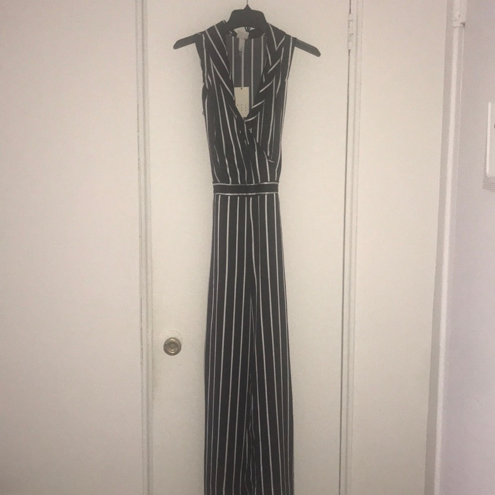 Black and White Striped Romper NWT